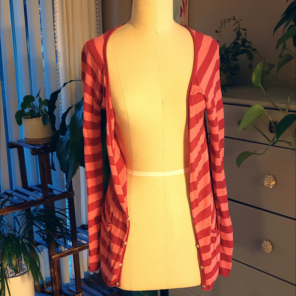 Lightweight Pink Striped Cardigan
